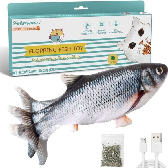 Potaroma Cat Toys Flopping Fish 10.5", Upgraded for 2022, Moving Cat Kicker - Picture 1 of 2